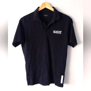 Saint Morta mens cotton polo shirt medium streetwear black top sportswear